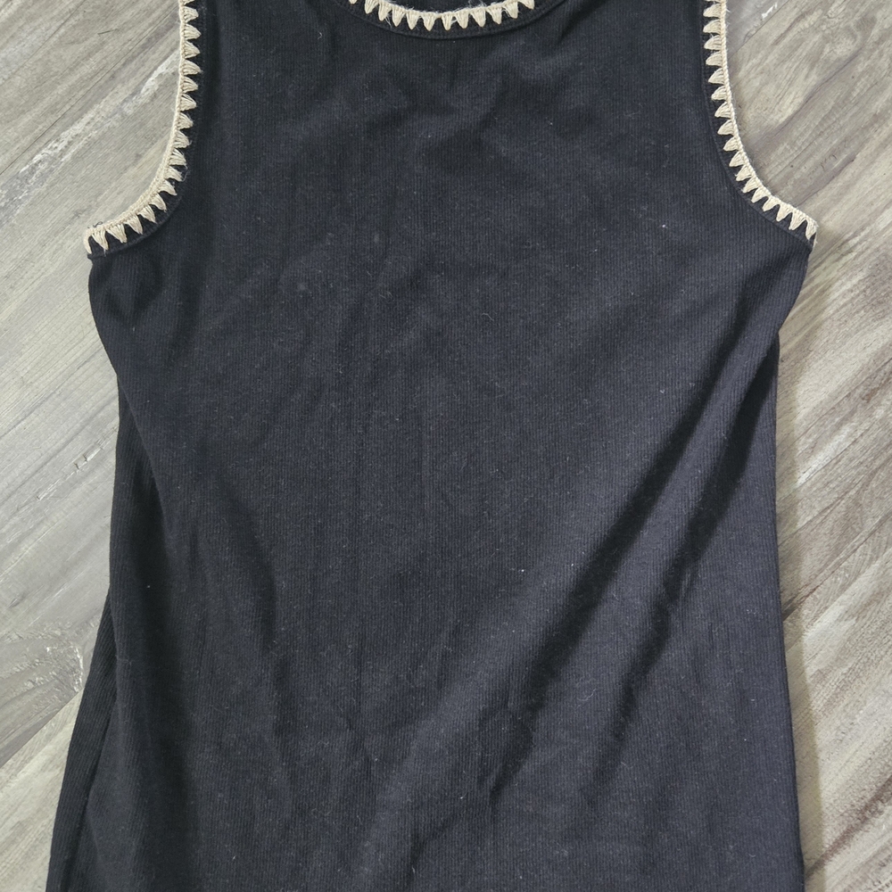 Maurices Black Tank Top with Cream Accents